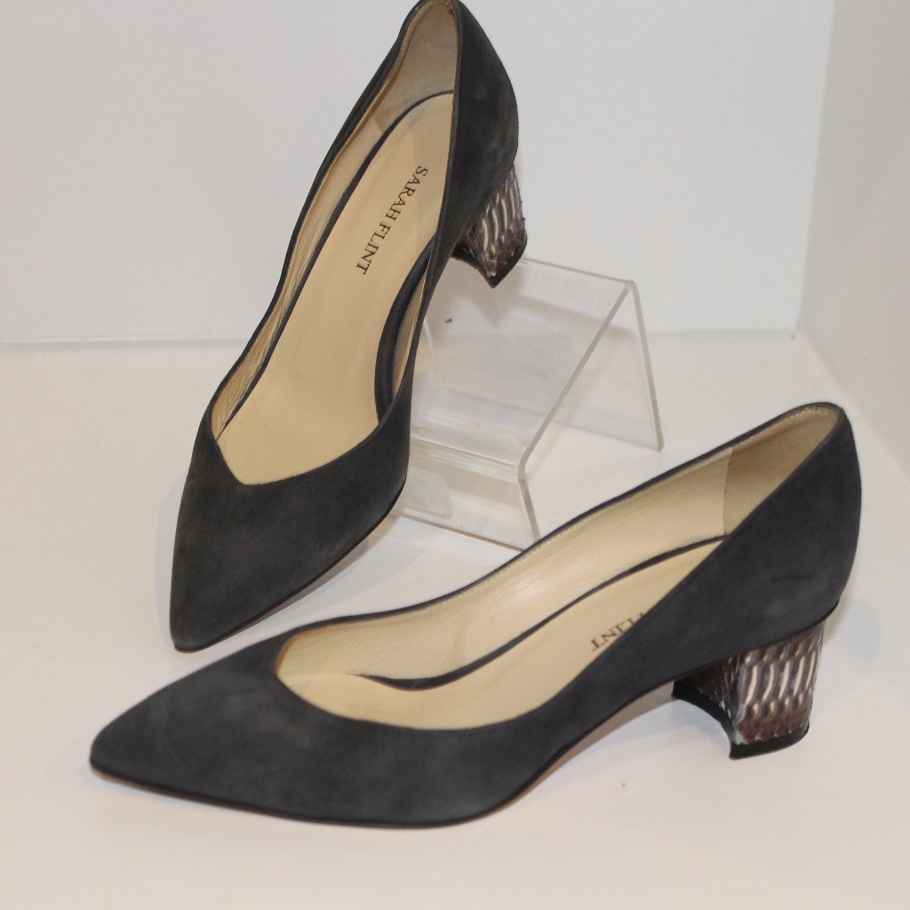 Reduced Sarah Flint Emma Gray Suede Closed Toe None Classic Pumps Shoes 35.5